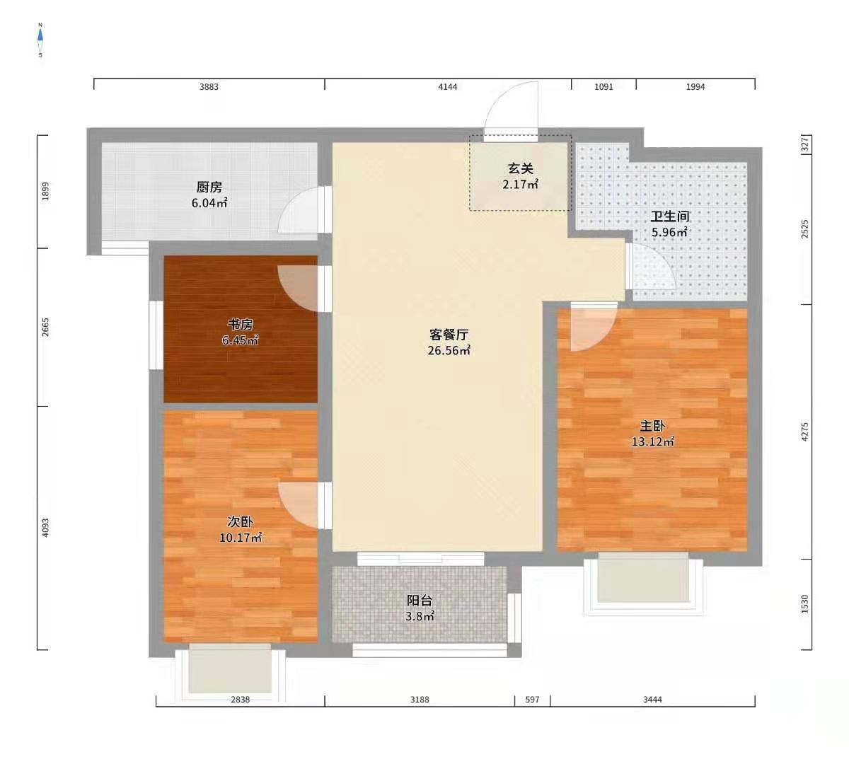 羊头镇安置小区  2室2厅1卫   2500.00元/月户型图