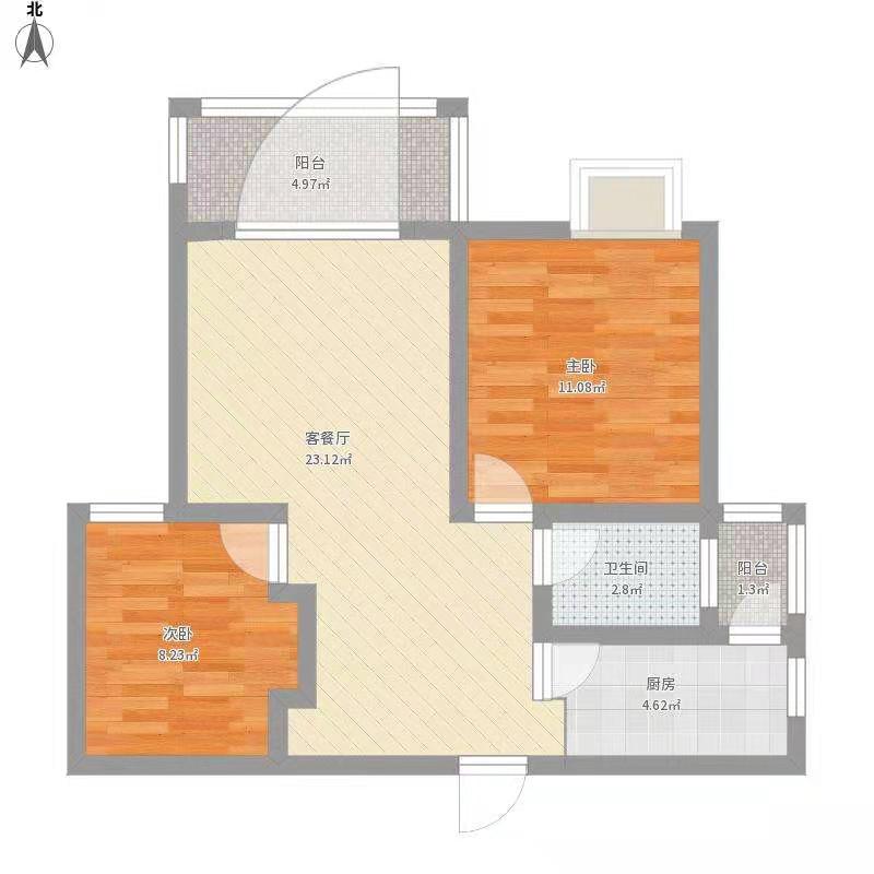 红旗小区  1室1厅1卫   500.00元/月户型图
