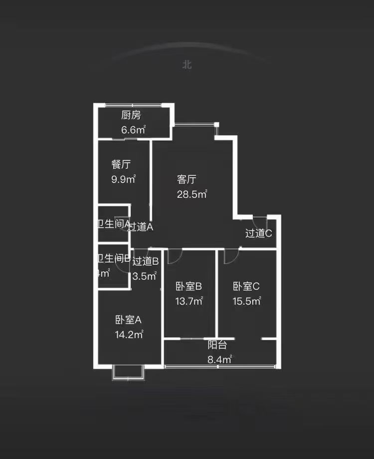 景苑新区  3室2厅2卫   3000.00元/月户型图