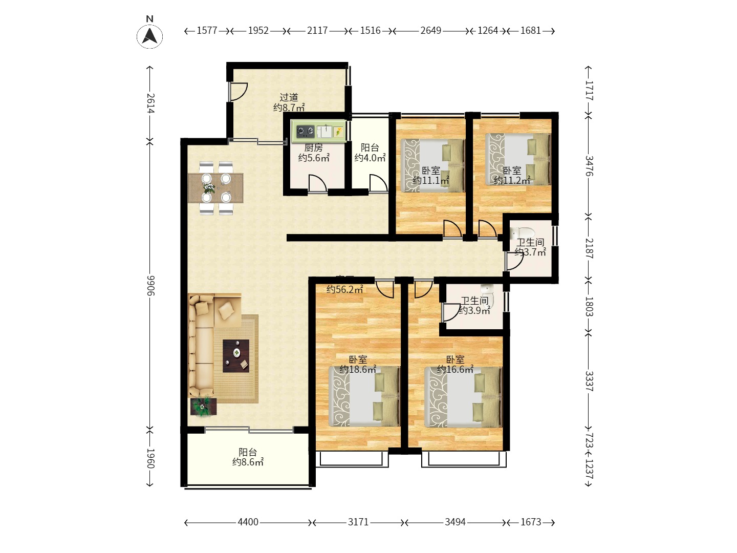 芙佳花园  4室2厅2卫    2700.0元/月 芙佳花园  4室2厅2卫    2700.0元/月户型图