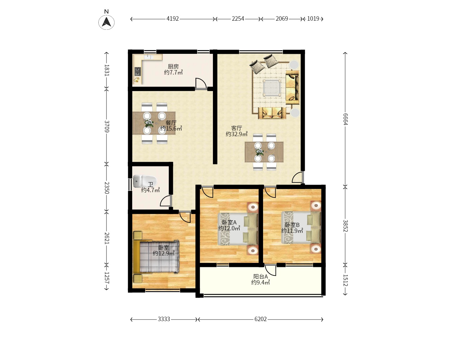 湖南省教育厅西院 3室1厅1卫 3200.0元/月 湖南省教育厅西院 3室1厅1卫 3200.0元/月户型图