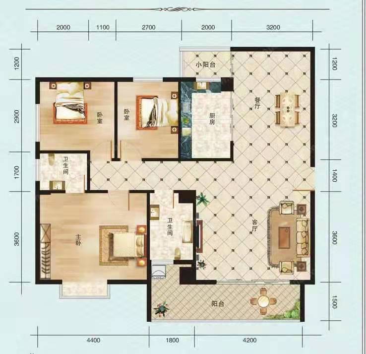 诚信东郡  3室2厅2卫   55.80万户型图