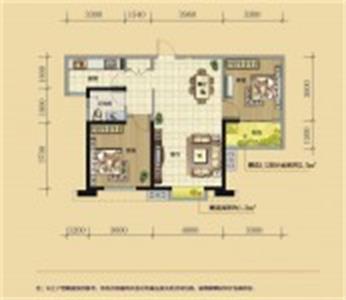 黄渠头小区  2室2厅1卫   2800.00元/月户型图