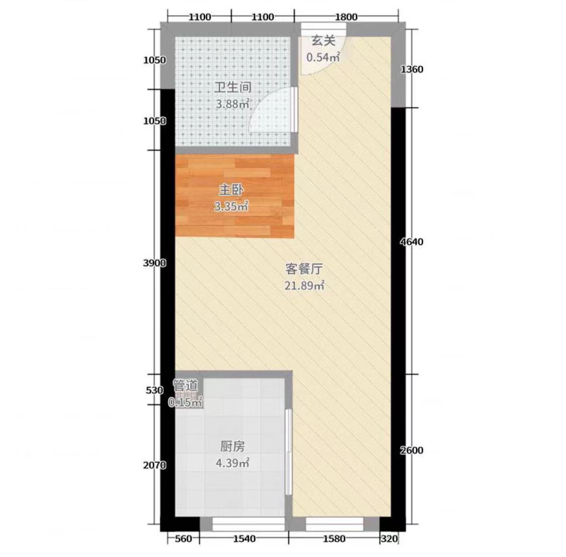 裕丰园  1室1厅1卫   700.00元/月户型图