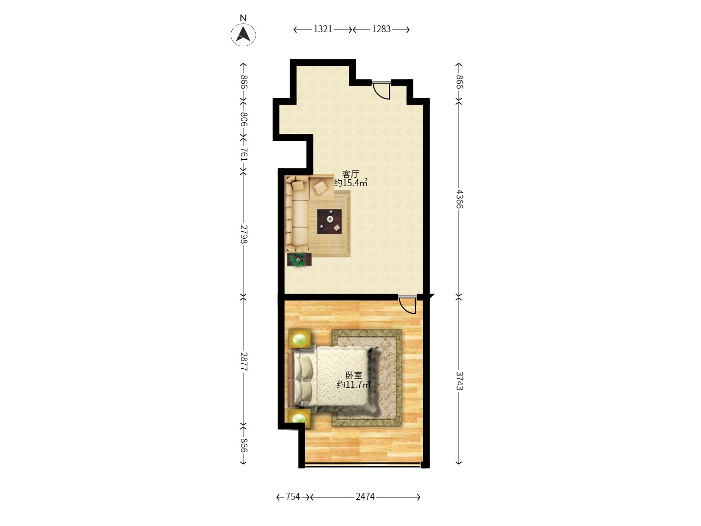 建发汇金国际  1室1厅1卫   46.00万户型图