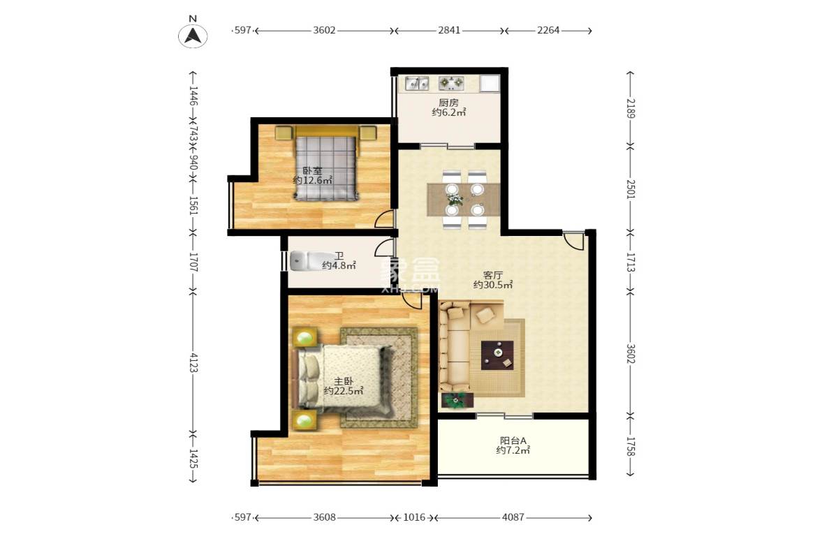湘许嘉园 3室1厅2卫 2300.0元/月 湘许嘉园 3室1厅2卫 2300.0元/月户型图