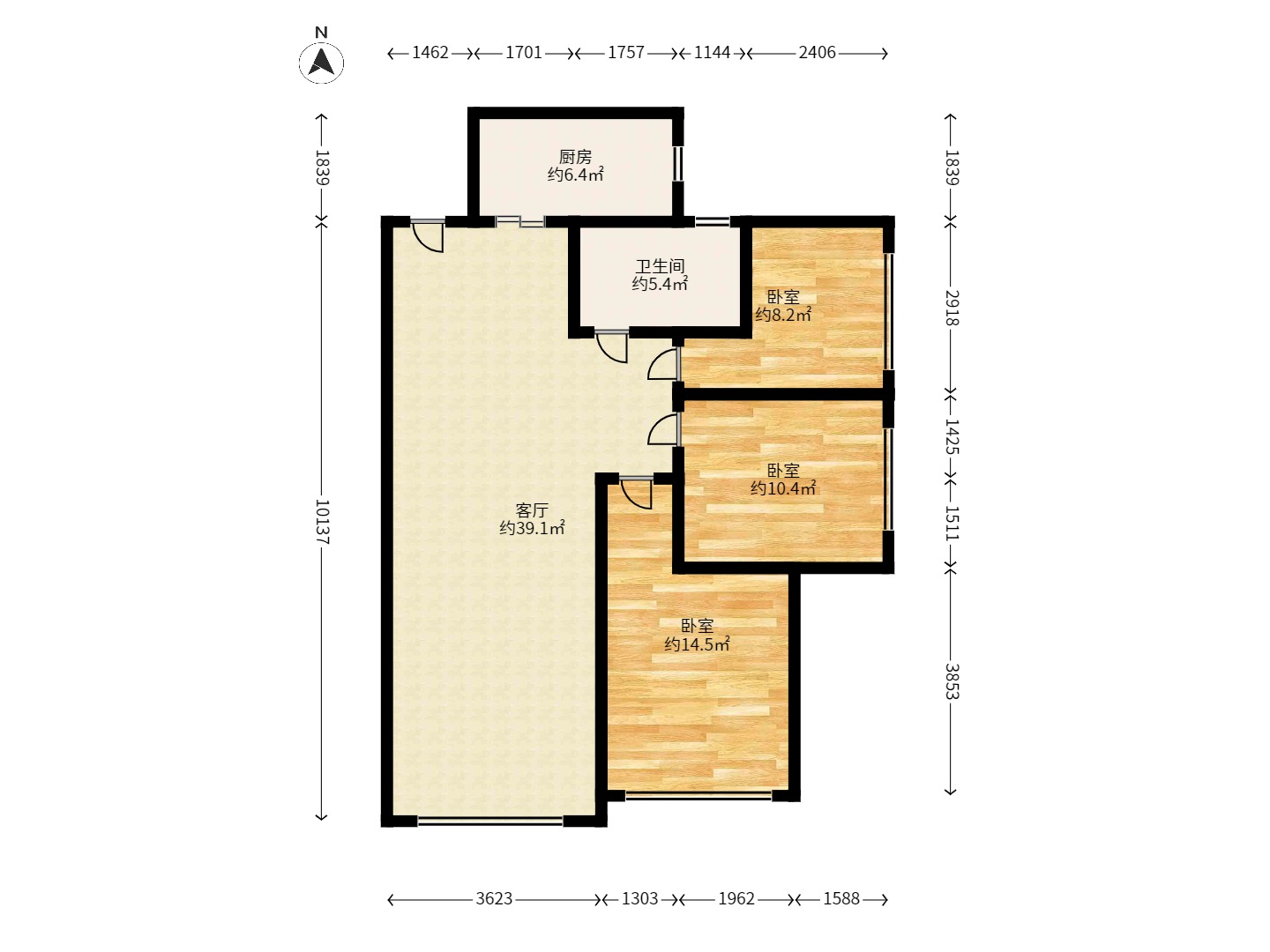 紫晶城 3室2厅1卫 1650.0元/月 紫晶城 3室2厅1卫 1650.0元/月户型图