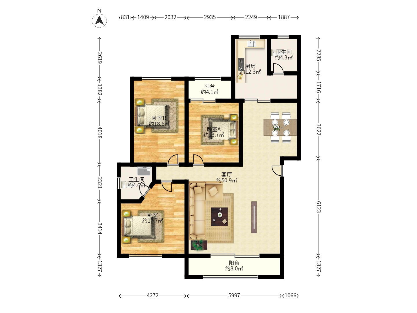 中石化西南石油局单位房(中南石油局四普基地花园小区) 中石化西南石油局单位房(中南石油局四普基地花园小区)室内图2