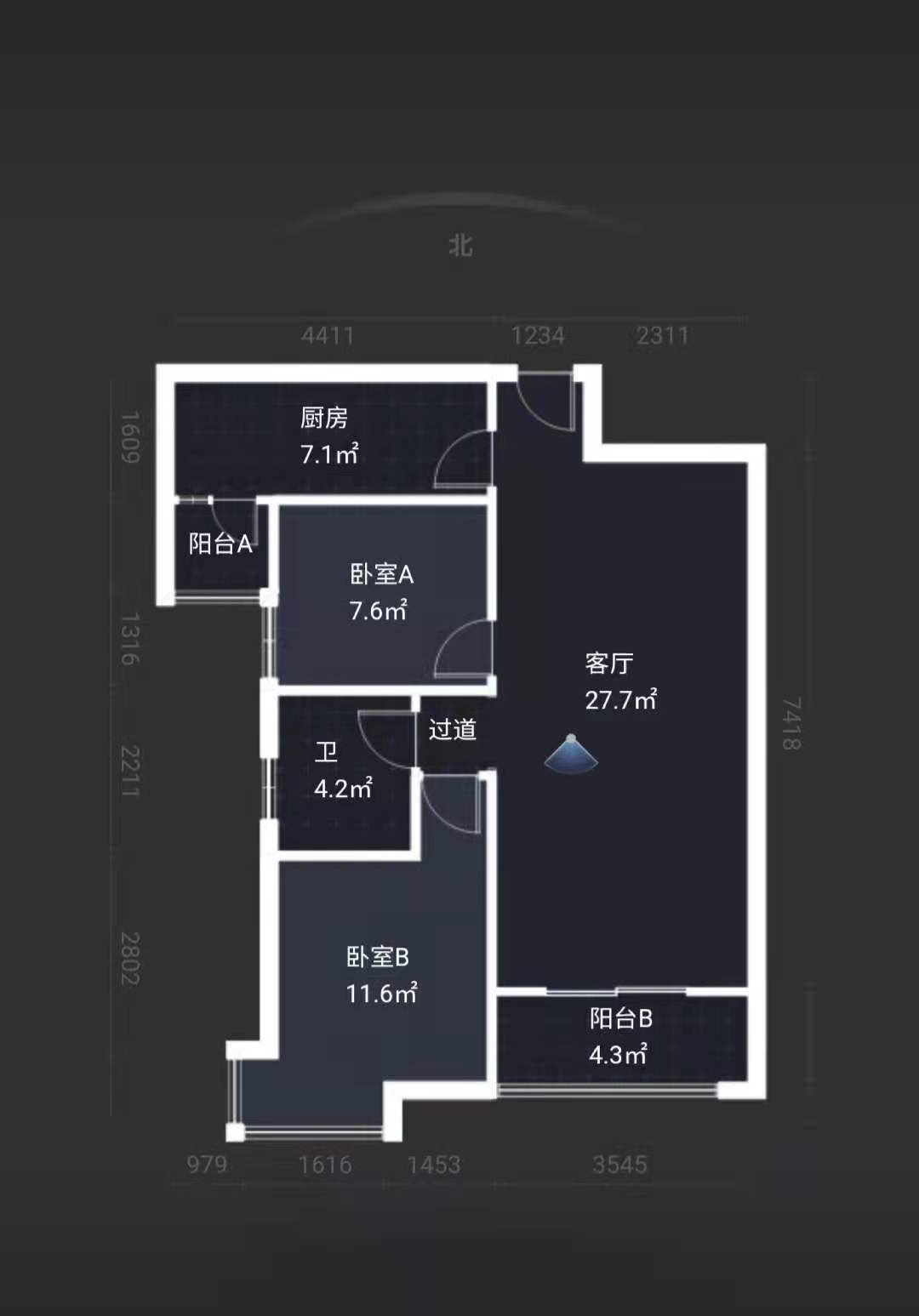 三迪枫丹  2室2厅1卫   205.00万户型图