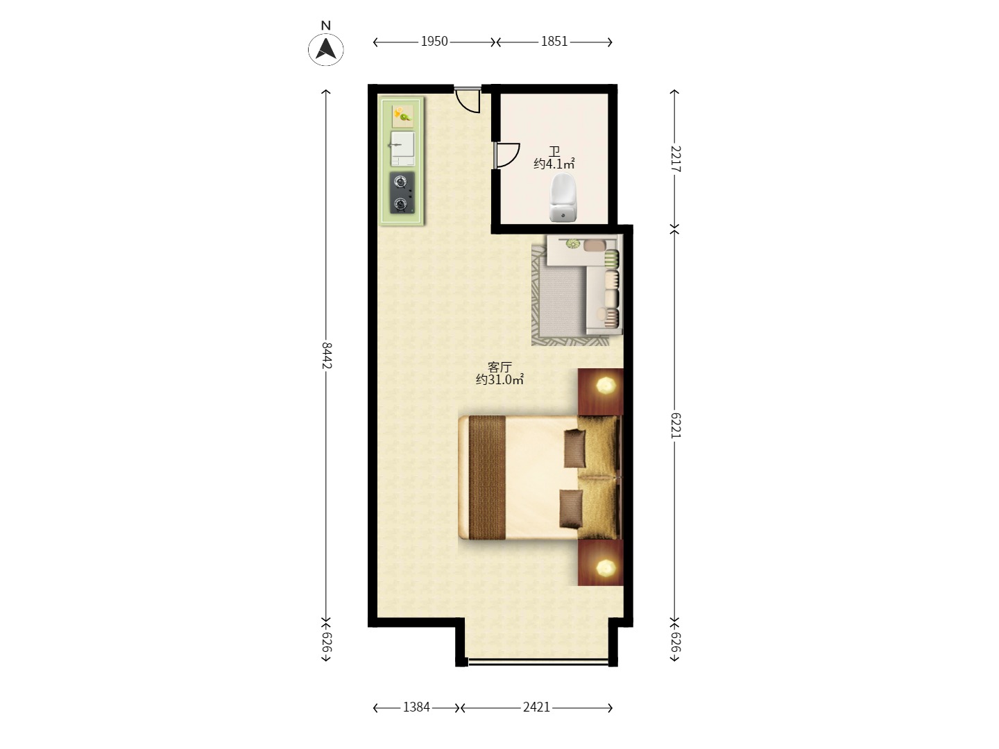 星大峰汇商务楼 1室1厅1卫 1600.0元/月 星大峰汇商务楼 1室1厅1卫 1600.0元/月户型图