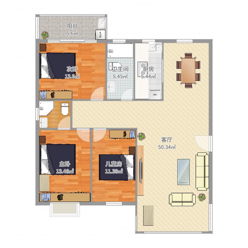 东方豪苑 3室1厅1卫 1600.0元/月 东方豪苑 3室1厅1卫 1600.0元/月户型图