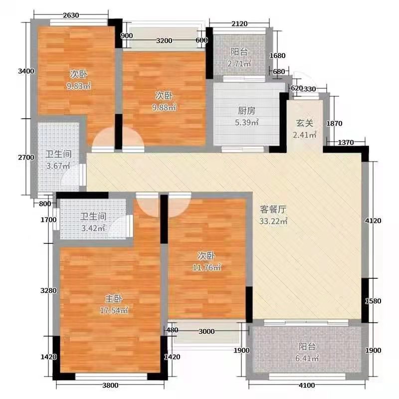 金源大厦  4室3厅2卫   4000.00元/月户型图