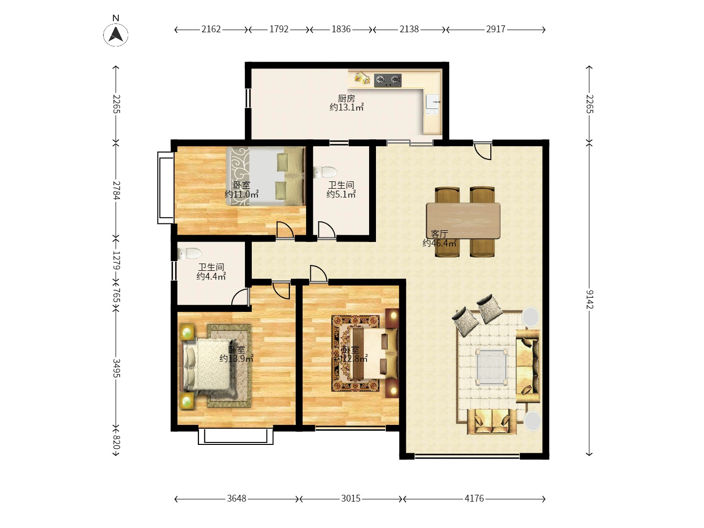 碧桂园威尼斯城  4室2厅2卫    2800.0元/月 碧桂园威尼斯城  4室2厅2卫    2800.0元/月户型图