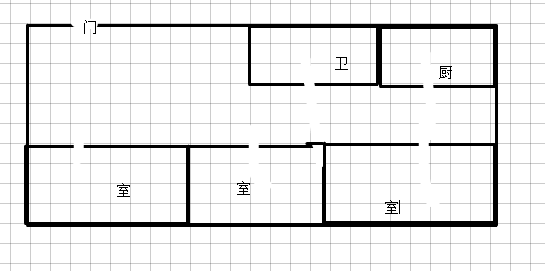 星沙购物中心  3室2厅1卫   2000.00元/月户型图