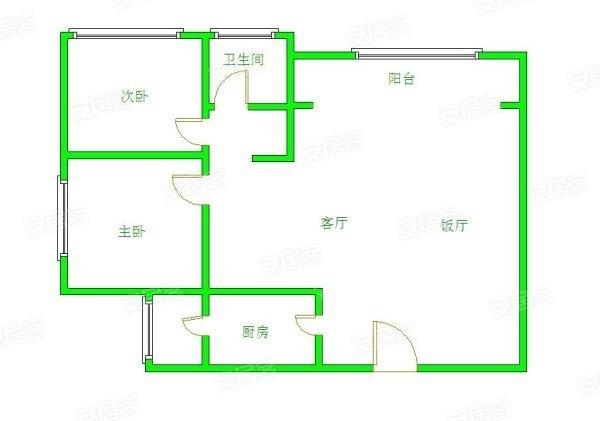 南湖尚景  2室2厅1卫   2300.00元/月户型图