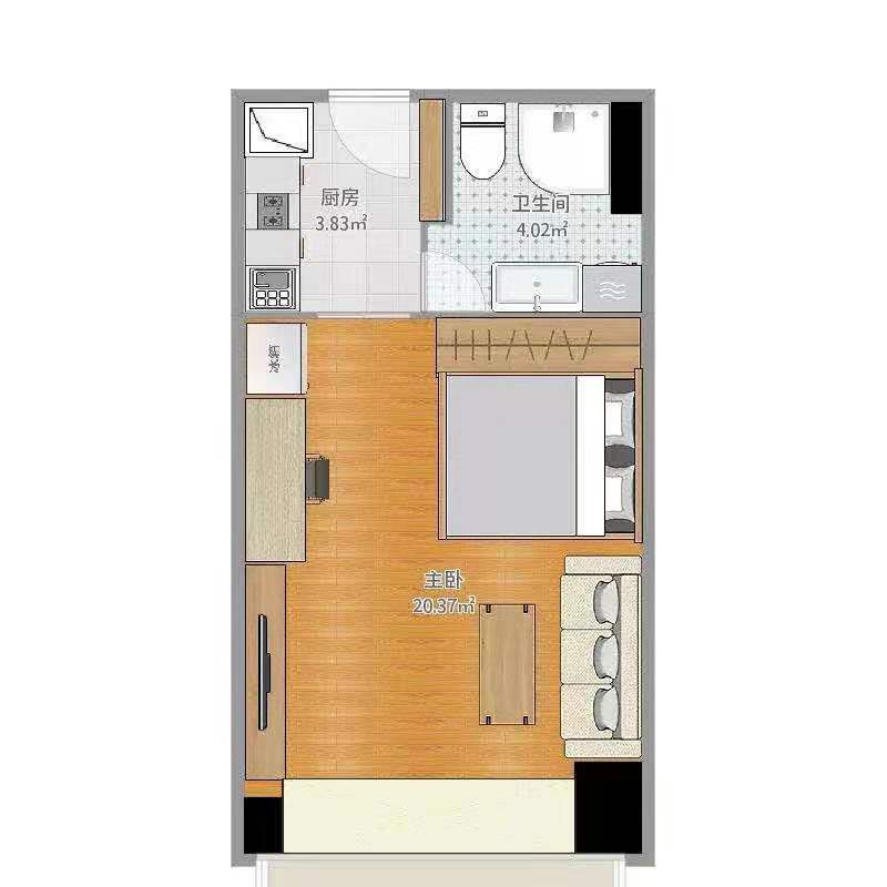 富厚名邸  1室1厅1卫    35.8万 富厚名邸  1室1厅1卫    35.8万户型图