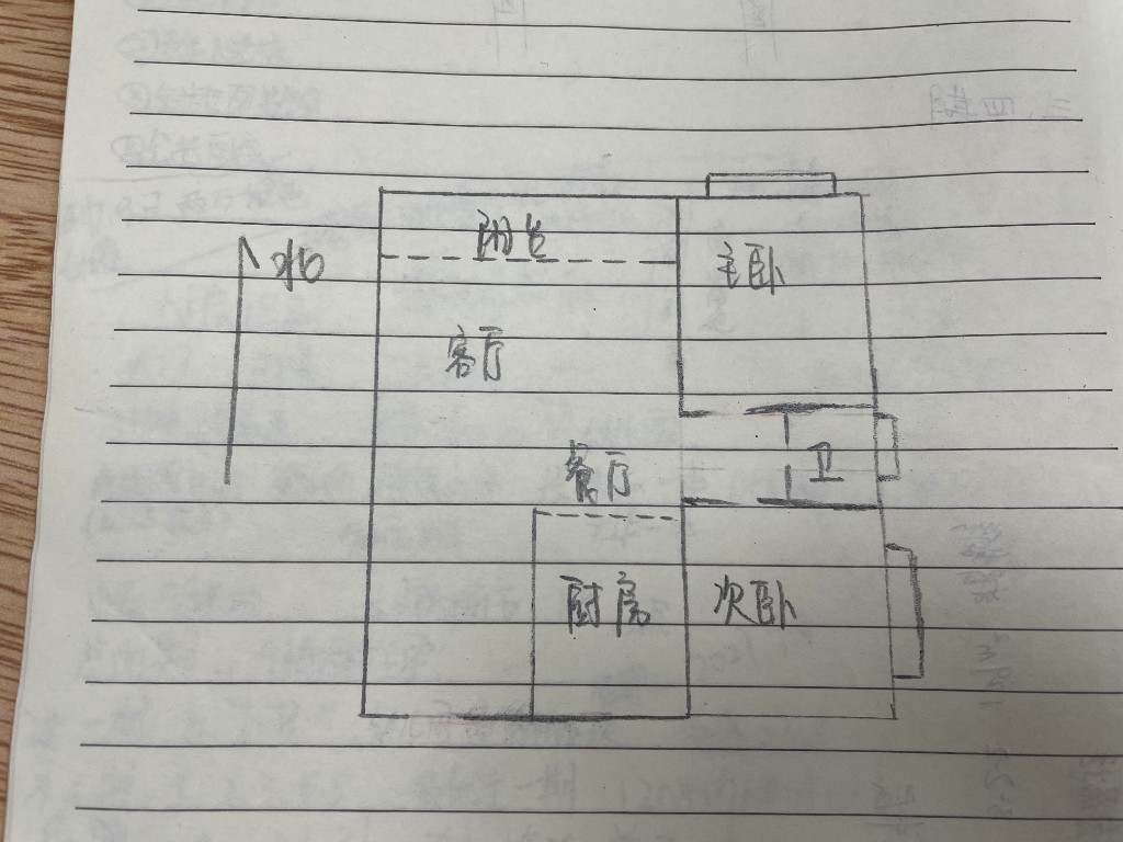 百弘学府城  2室2厅1卫    1600.0元/月户型图