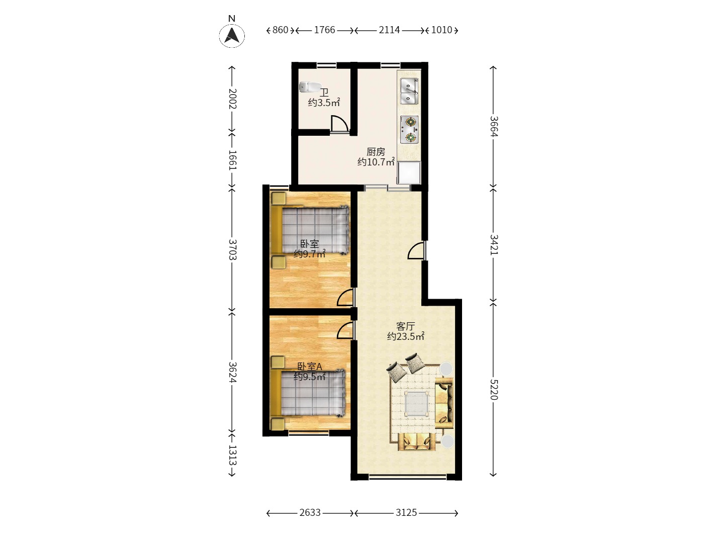 向韶村  2室1厅1卫    1200.0元/月 向韶村  2室1厅1卫    1200.0元/月户型图