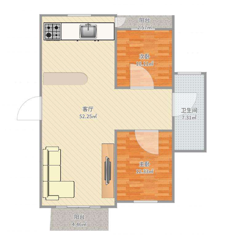 电力安置小区  2室2厅1卫   28.00万户型图