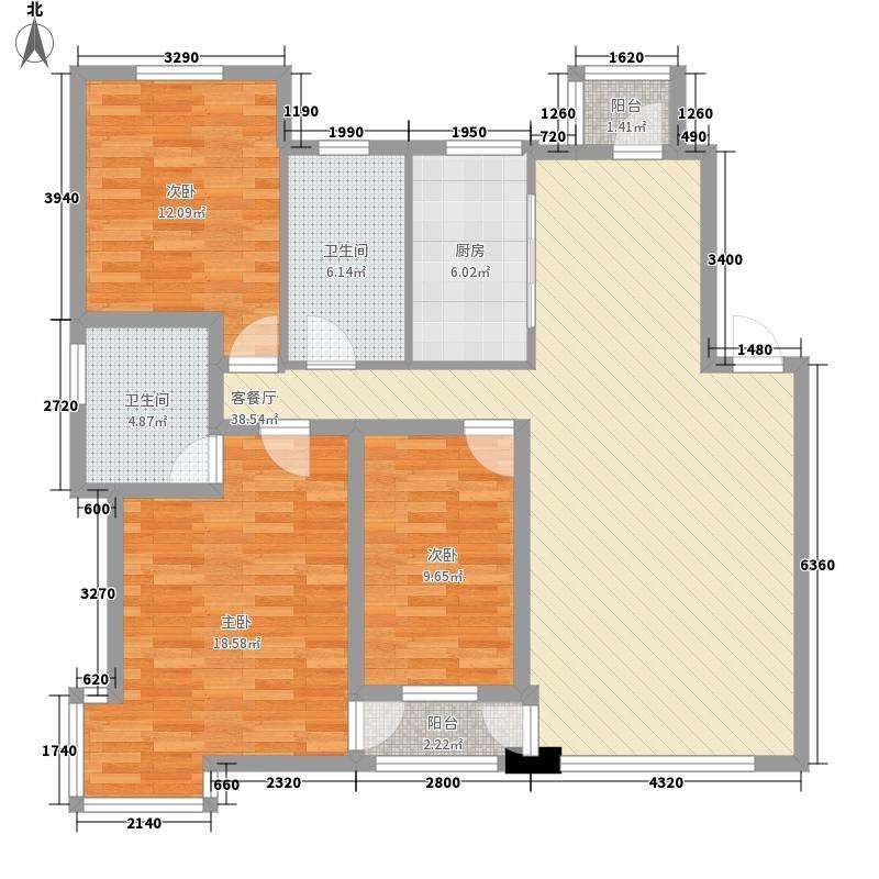 泓德园  3室2厅2卫   1650.00元/月户型图