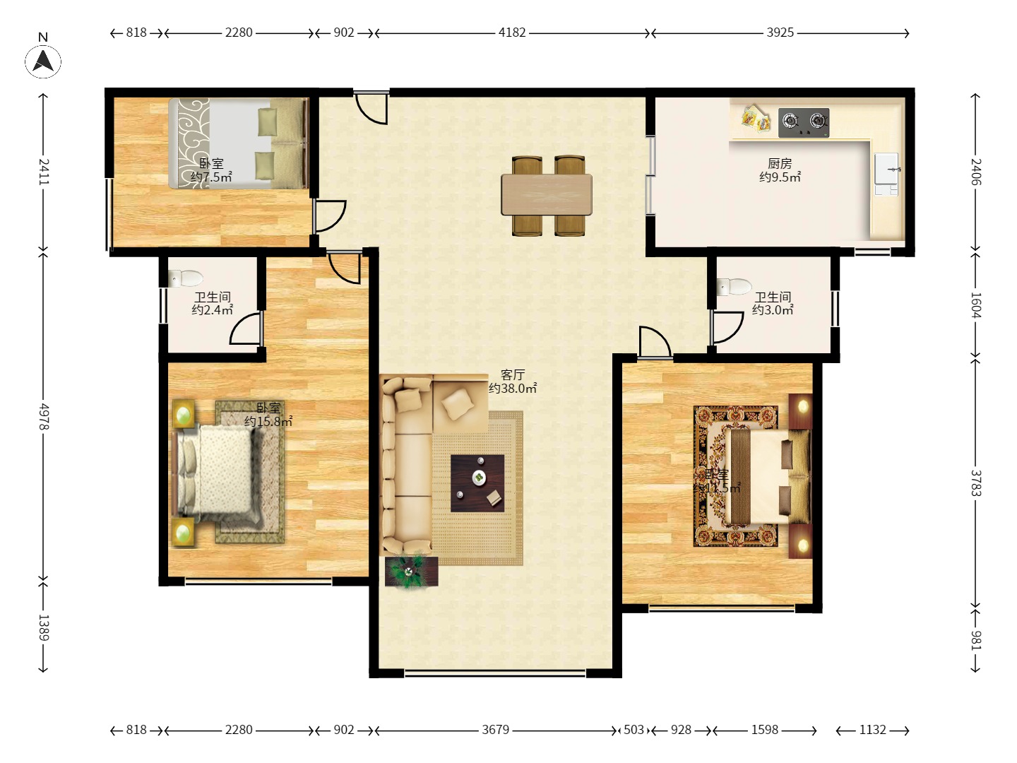 佳兆业云顶梅溪湖(佳兆业梅溪荟) 3室2厅2卫 2500.0元/月 佳兆业云顶梅溪湖(佳兆业梅溪荟) 3室2厅2卫 2500.0元/月户型图