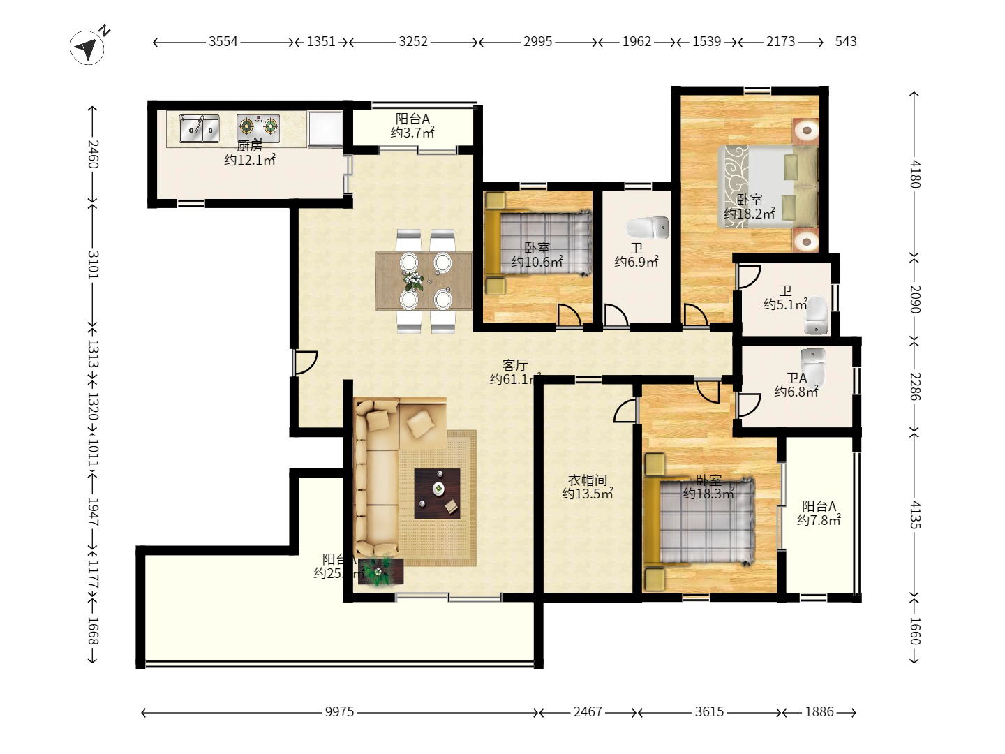 世茂外滩里(世茂铂翠湾三期) 4室2厅2卫 11000.0元/月 世茂外滩里(世茂铂翠湾三期) 4室2厅2卫 11000.0元/月户型图
