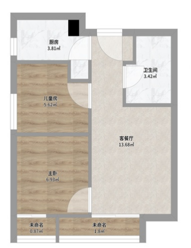 万科金色麦田  2室1厅1卫    2800.0元/月户型图