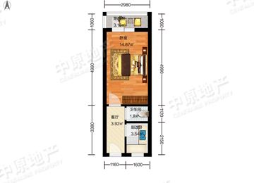 梓园社区(麻纺厂宿舍)  1室1厅1卫   14.80万户型图