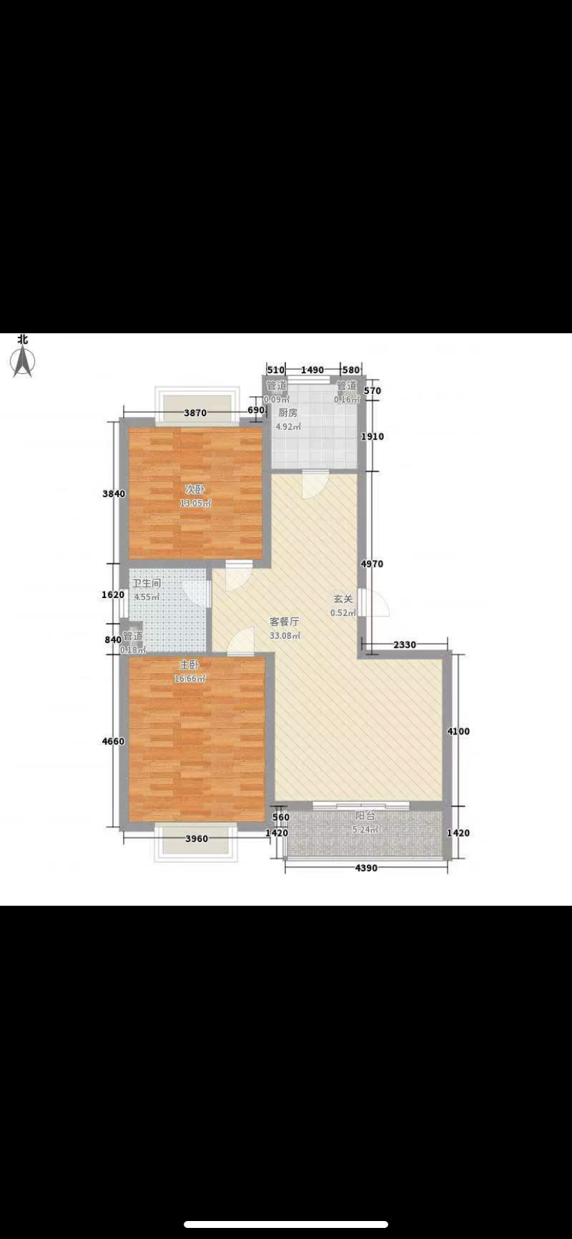 塑料一厂  2室1厅1卫   1800.00元/月户型图