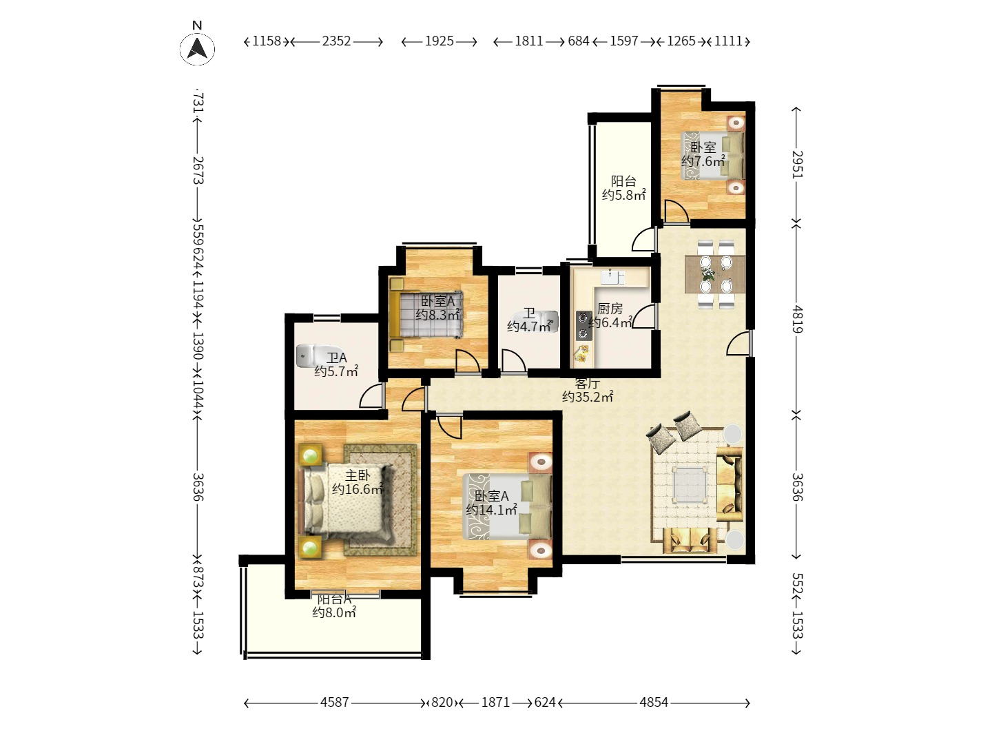 省建苑小区 4室2厅2卫 3500.0元/月 省建苑小区 4室2厅2卫 3500.0元/月户型图