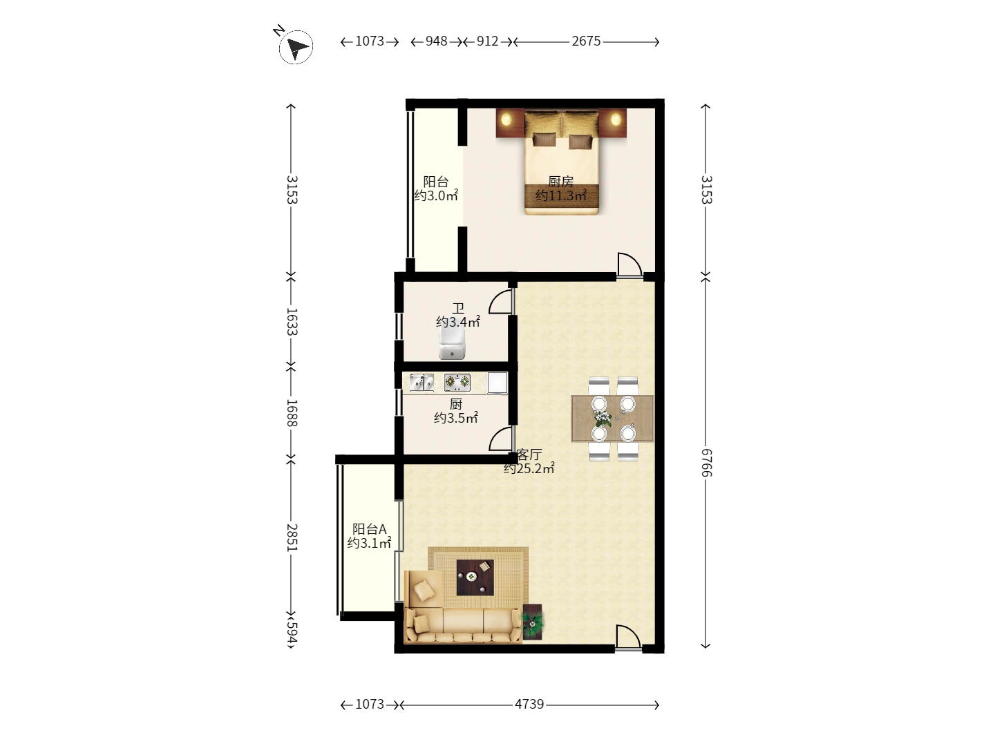 益佳苑 2室1厅1卫 2500.0元/月 益佳苑 2室1厅1卫 2500.0元/月户型图
