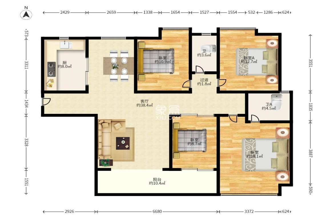 珠江东方明珠(新地东方明珠)三期  3室2厅2卫    2100.0元/月 珠江东方明珠(新地东方明珠)三期  3室2厅2卫    2100.0元/月户型图