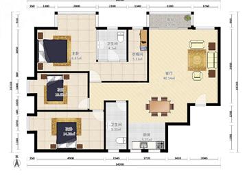 益秀园  3室2厅2卫    89.8万 益秀园  3室2厅2卫    89.8万户型图