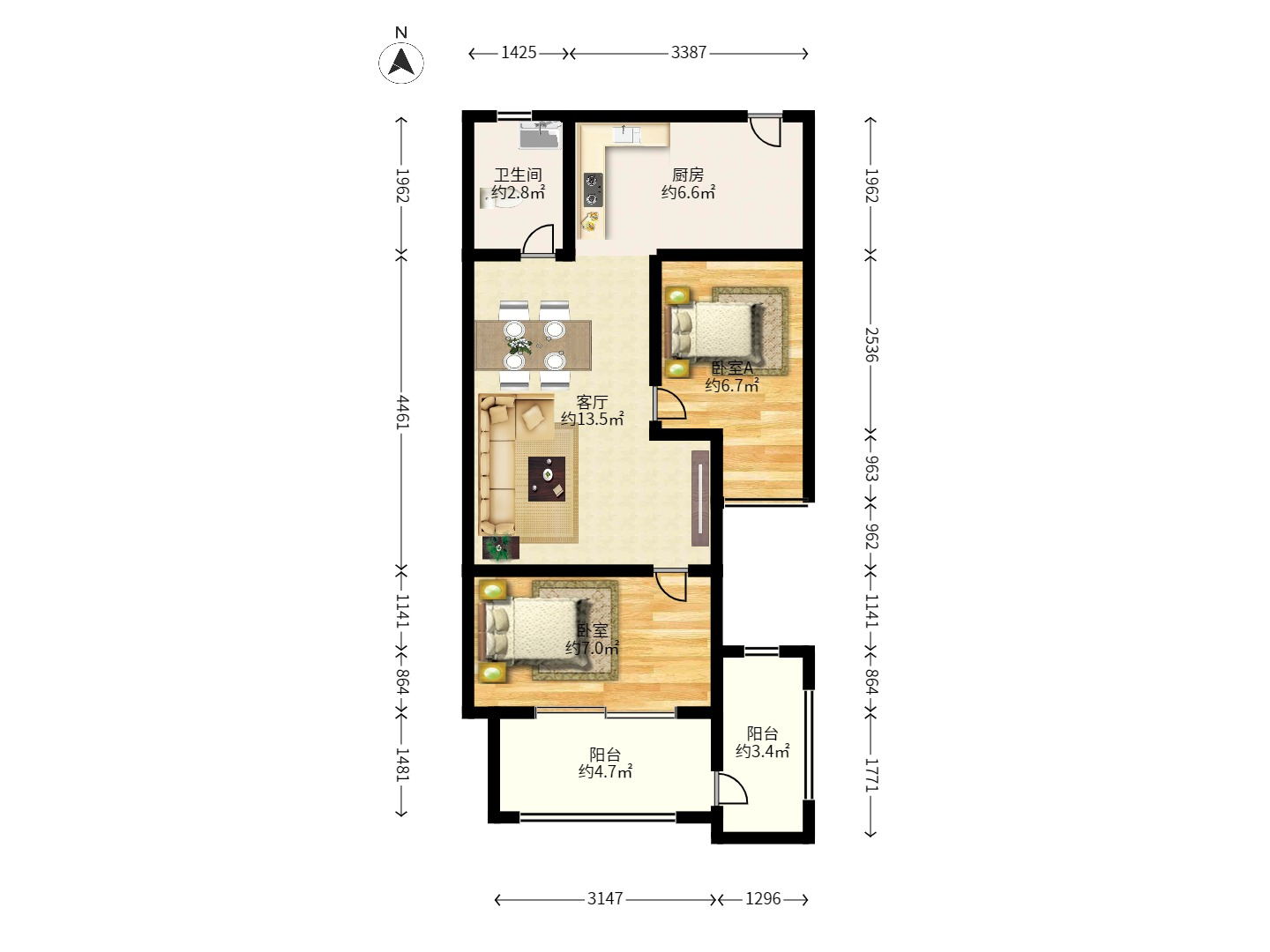 少帅府 1室1厅1卫 2600.0元/月 少帅府 1室1厅1卫 2600.0元/月户型图