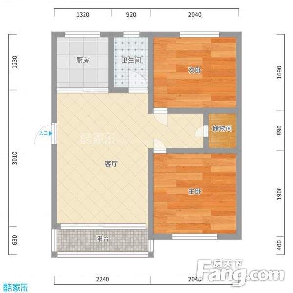 时代新城（翰林府）  3室2厅1卫   2000.00元/月户型图