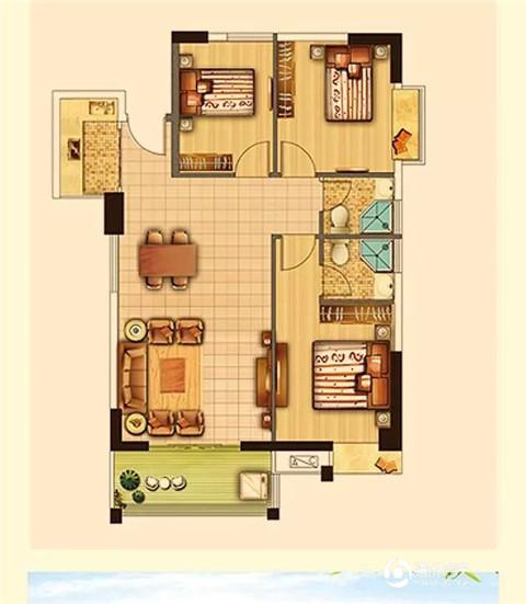 资江新城  3室2厅2卫   68.80万户型图