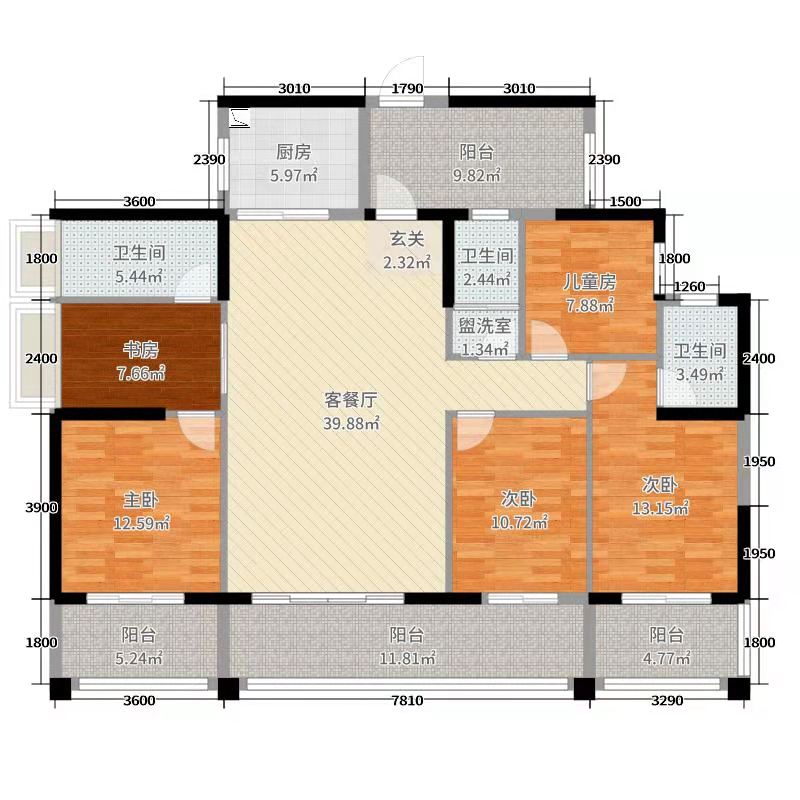 赫山区青年路茂林社区  4室2厅2卫   49.00万户型图