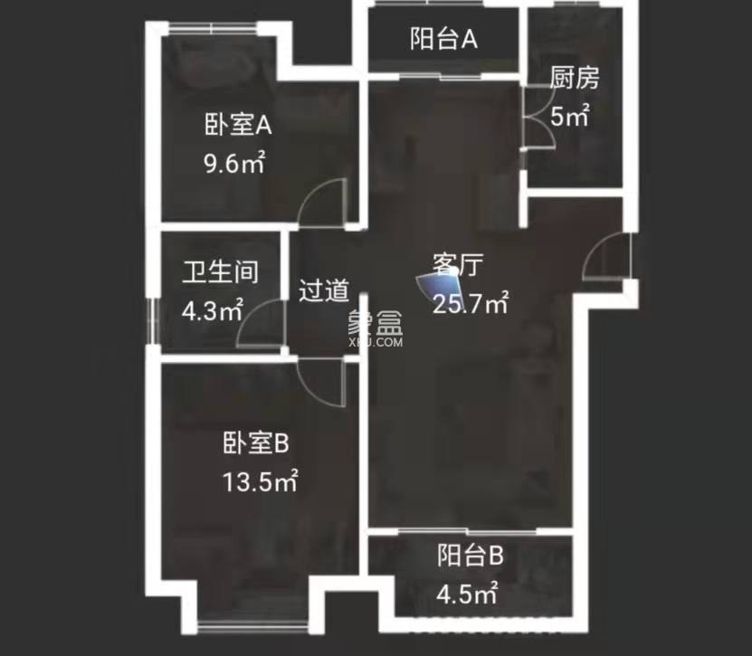 皇子坡社区  2室2厅1卫   2200.00元/月户型图