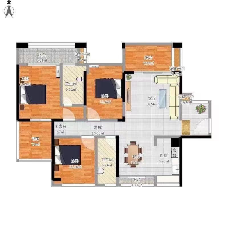 银色现代城  2室2厅1卫   2000.00元/月户型图