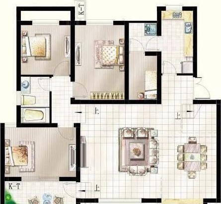 益阳工程公司大海棠生活小区  3室2厅1卫   34.80万户型图