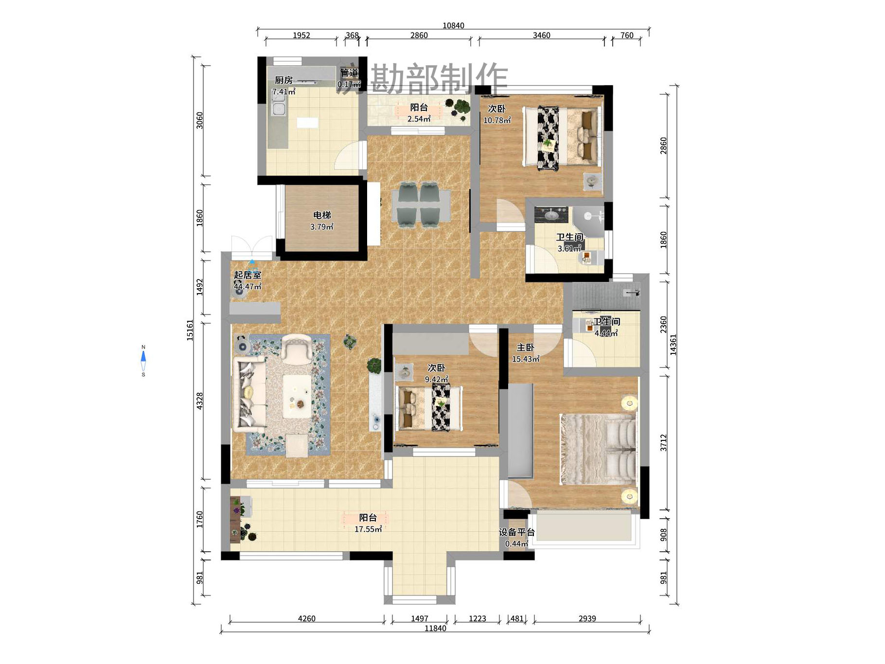 中城丽景香山园 3室2厅2卫 3500.0元/月 中城丽景香山园 3室2厅2卫 3500.0元/月户型图