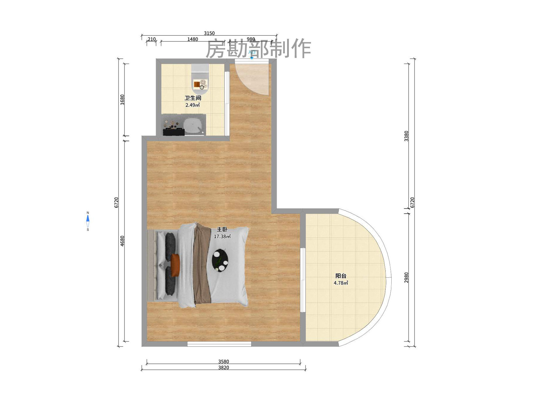 锦华时代 1室1厅1卫 1300.0元/月 锦华时代 1室1厅1卫 1300.0元/月户型图