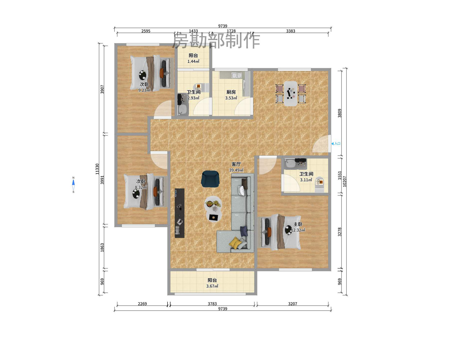 香樟路航空设计院 4室2厅2卫 1500.0元/月 香樟路航空设计院 4室2厅2卫 1500.0元/月户型图