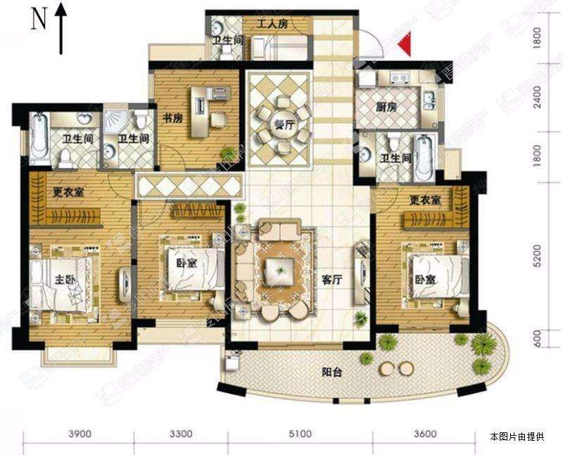 金融城一期  5室2厅1卫   15000.00元/月户型图