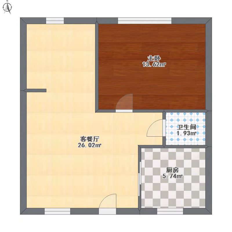 中云公寓  1室1厅1卫    2100.0元/月户型图