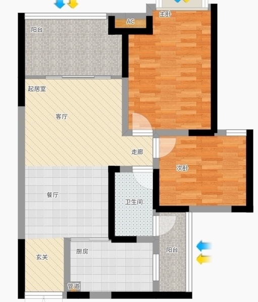 逸臣桃源  2室2厅1卫    68.0万户型图