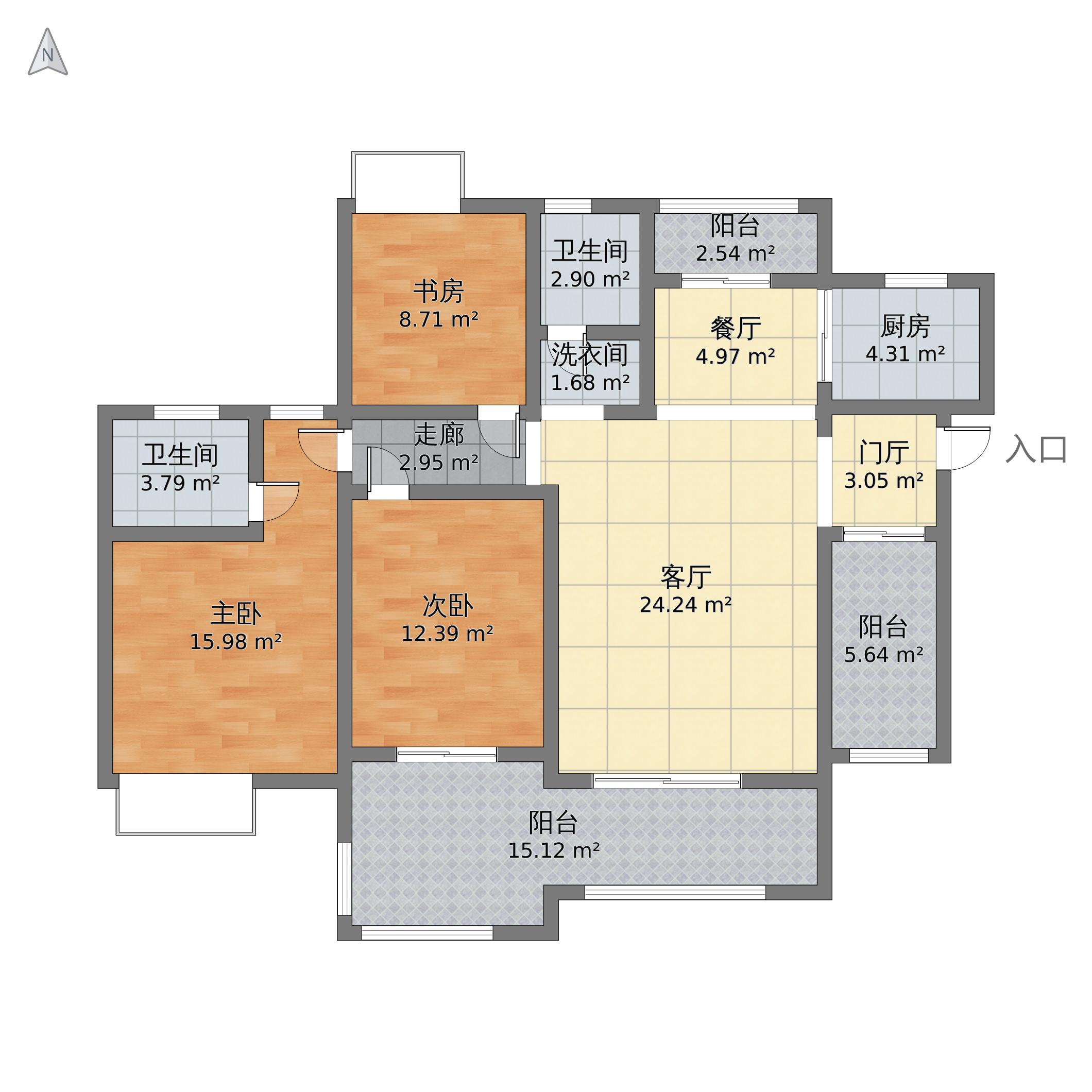 鑫成君泰  3室2厅1卫    96.8万户型图