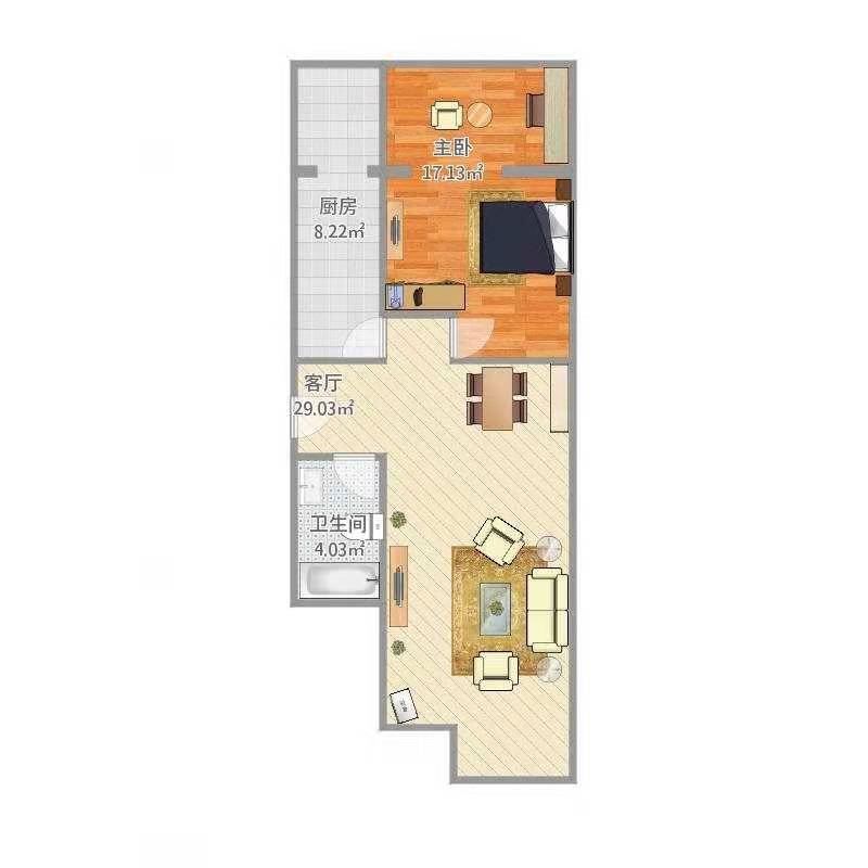 桃花里  1室1厅1卫   850.00元/月