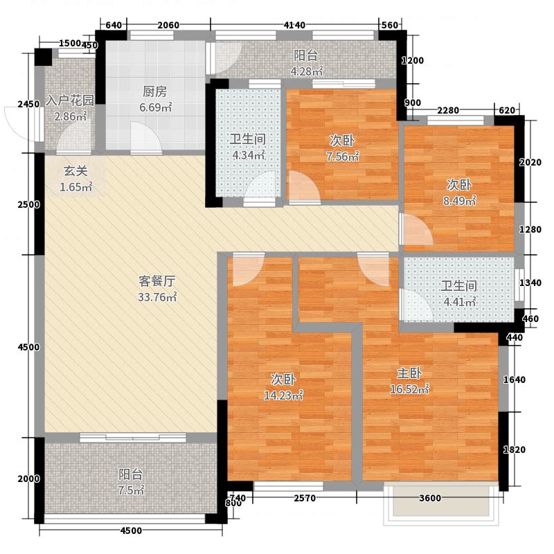 中电怡和苑  4室2厅2卫   102.00万户型图