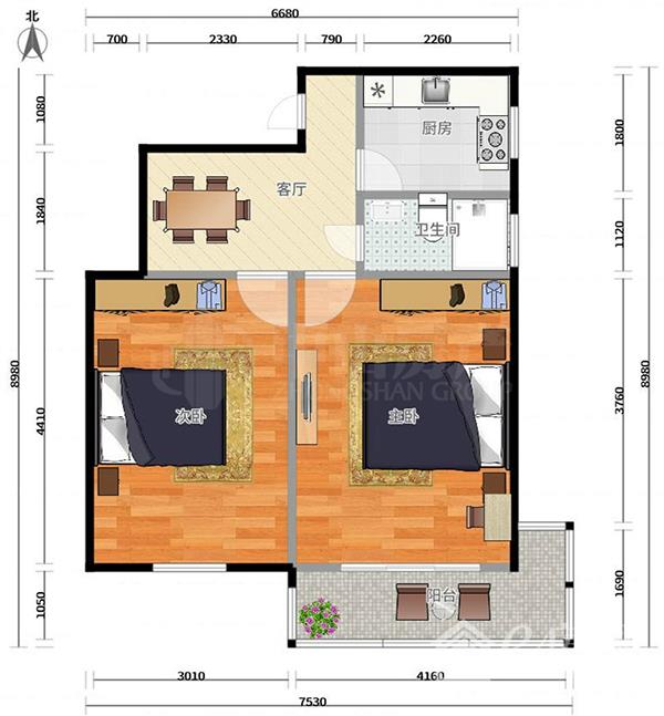梓怡华府  2室2厅1卫    1400.0元/月 梓怡华府  2室2厅1卫    1400.0元/月户型图